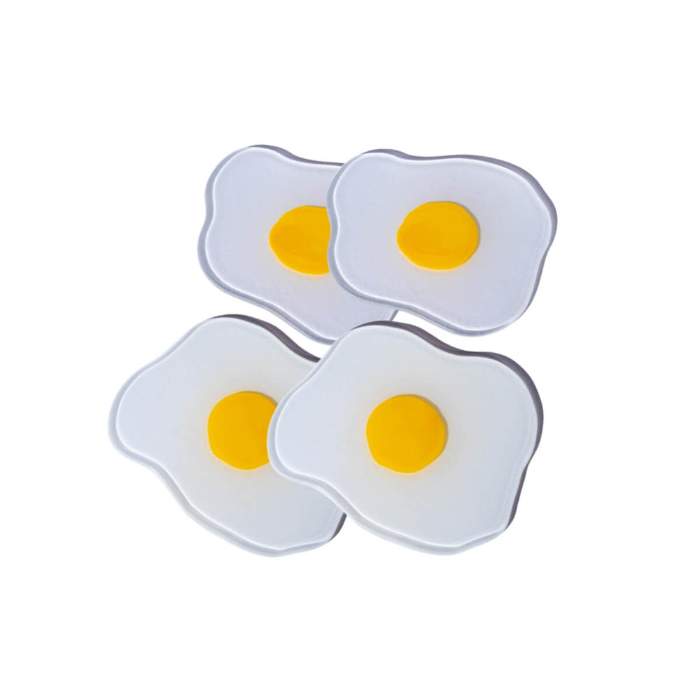 Squiggled Raw to Fried Egg Glass Coaster Set of Four