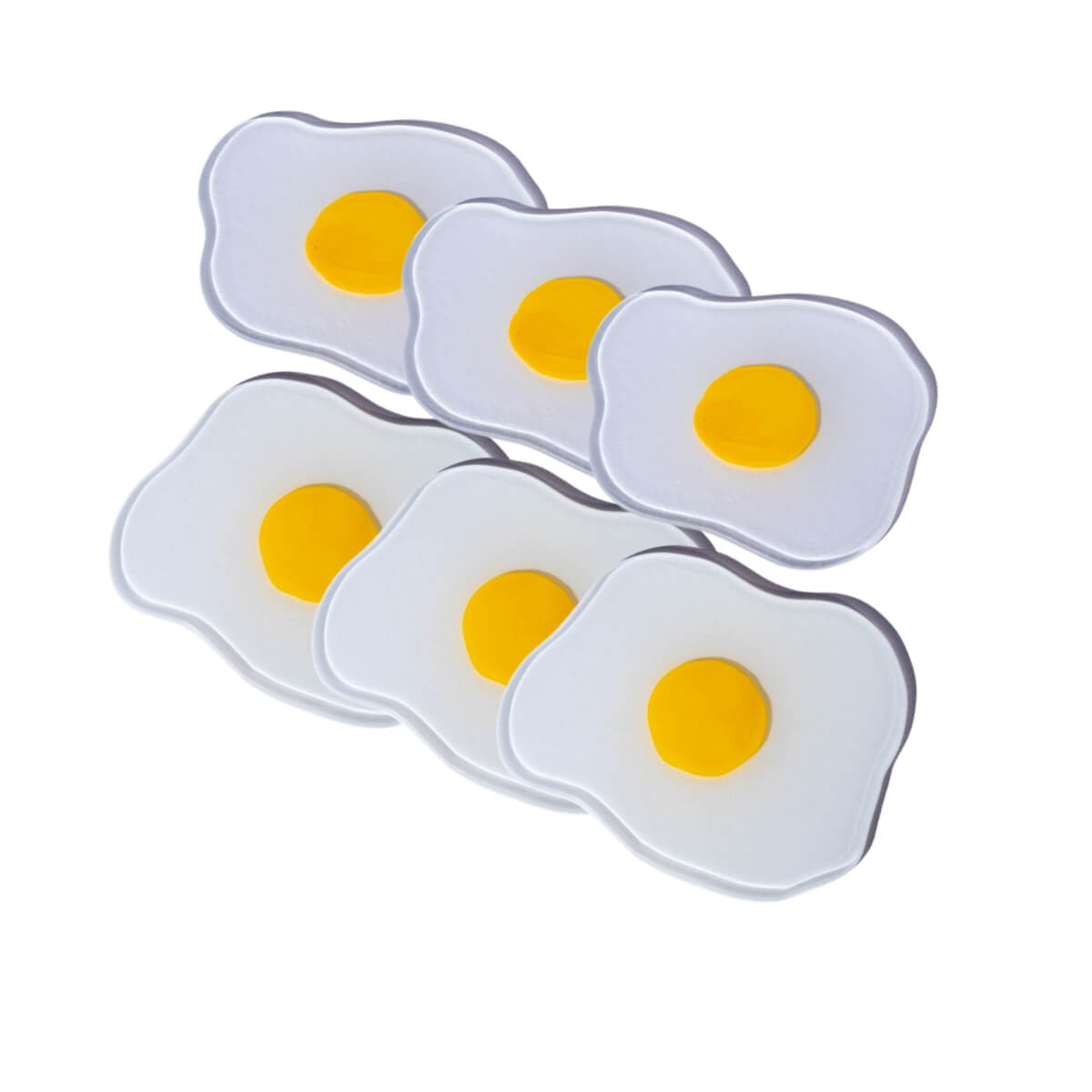 Squiggled Raw To Fried Egg Glass Coaster Set of Six