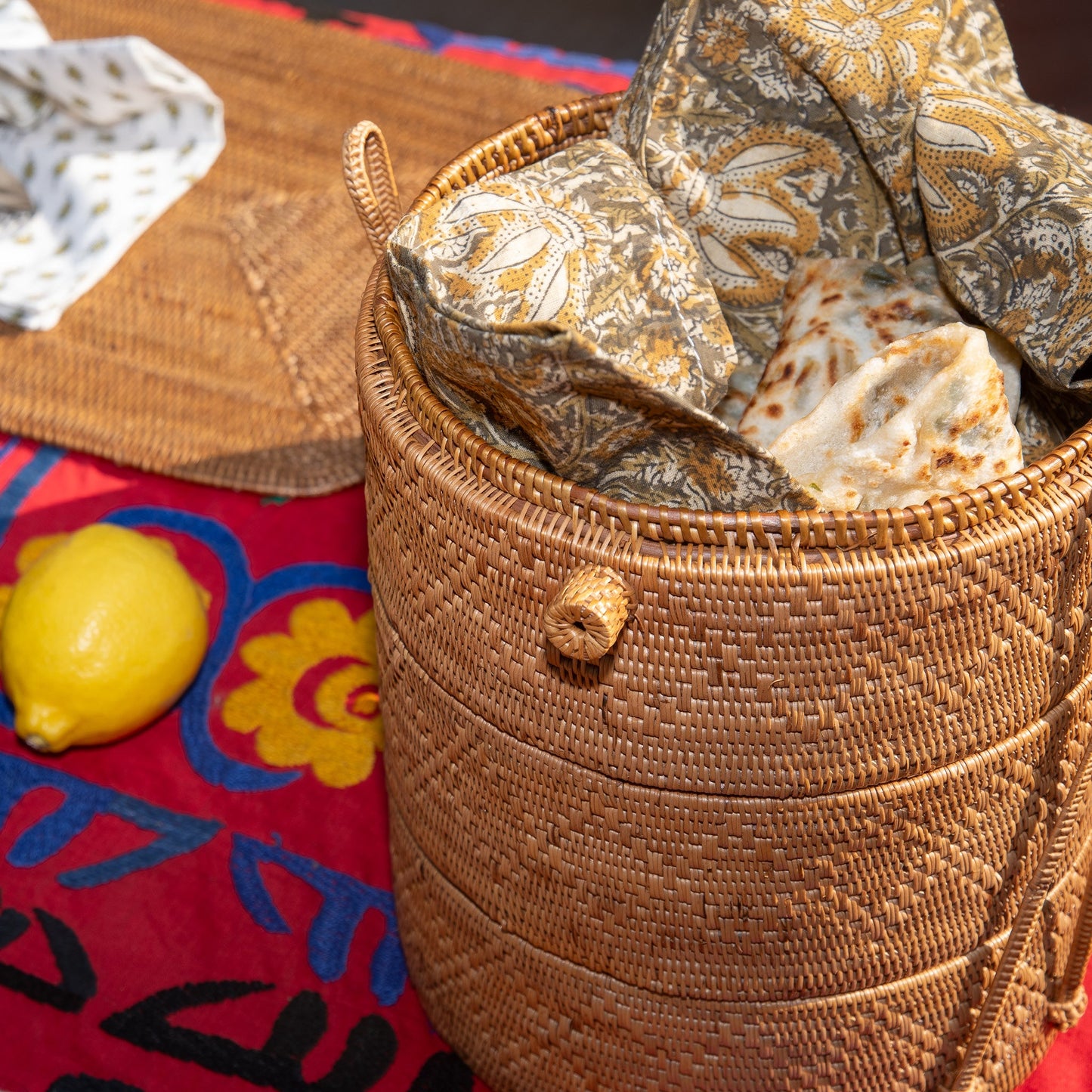 Stacked Handwoven Tiffin Storage