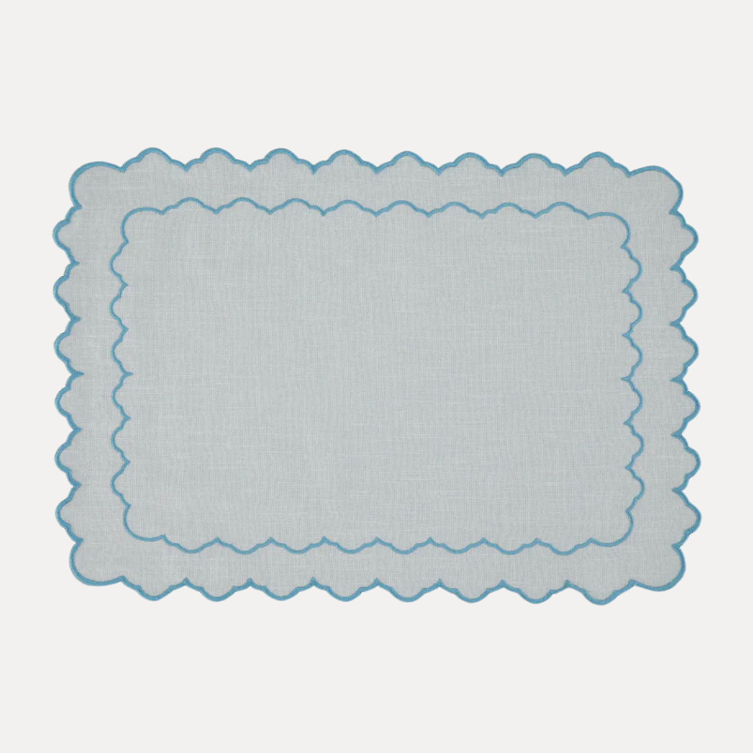 Esmeralda Placemat, Baby Blue with Blue