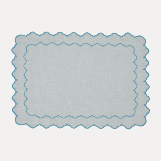 Esmeralda Placemat, Baby Blue with Blue