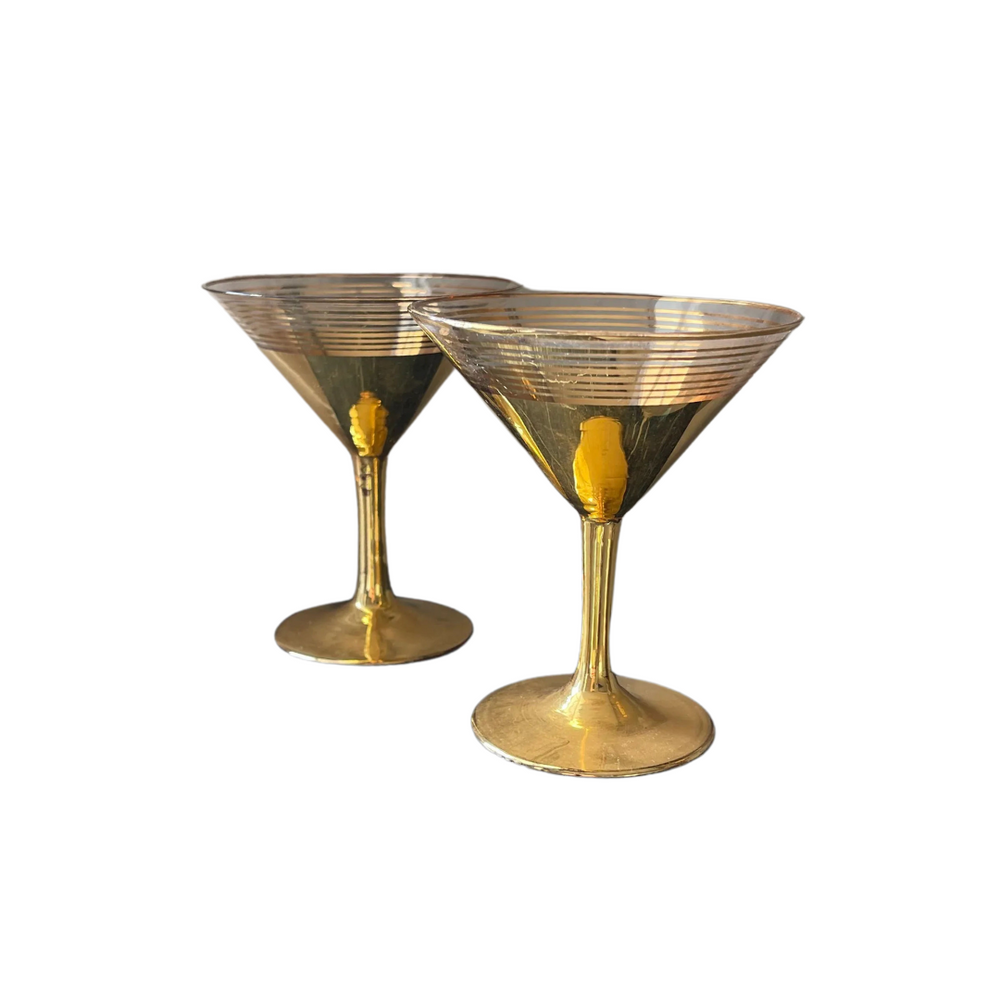 Gold Pair of Martini Glasses