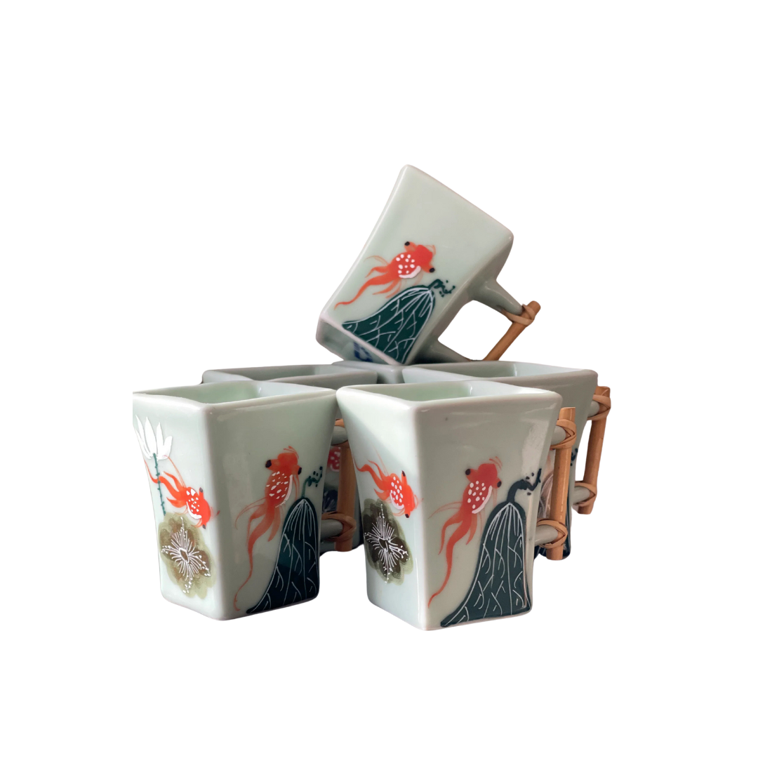 Goldfish Design Vietnamese Square Espresso Cups