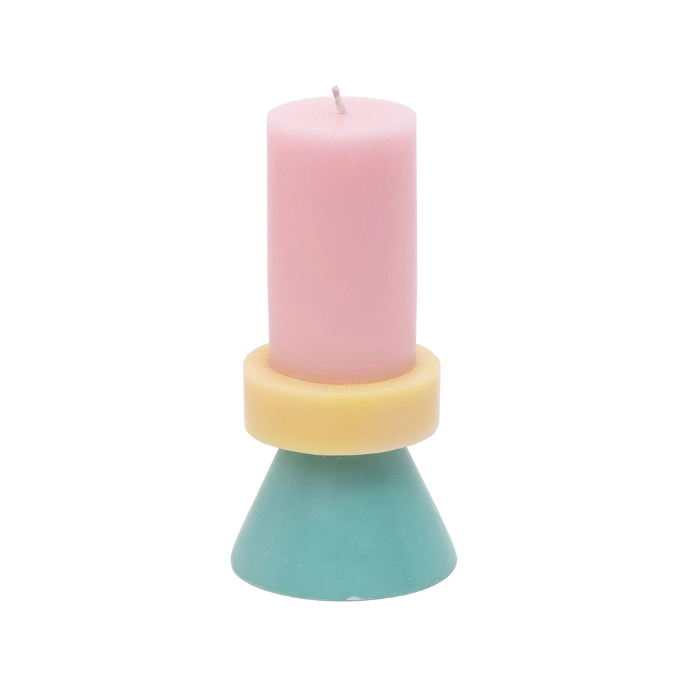 Stack Candle Tall - Floss Pink / Pale Yellow / Mint