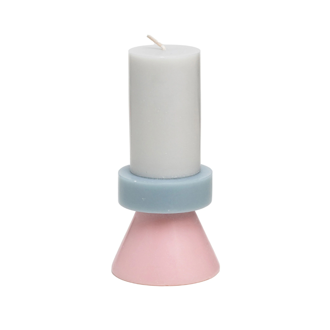 Stack Candle Tall - Light Grey / Pastel Blue / Soft Pink