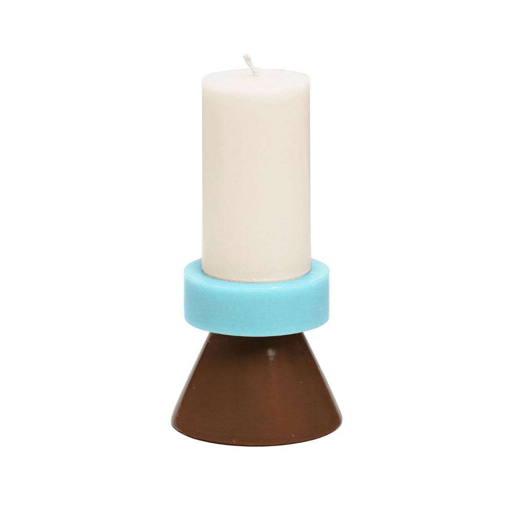 Stack Candle Tall - Off-White / Sky / Brown