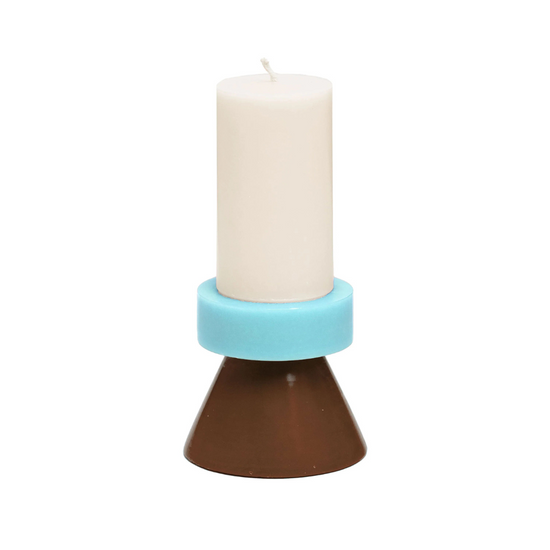 Stack Candle Tall - Off-White / Sky / Brown