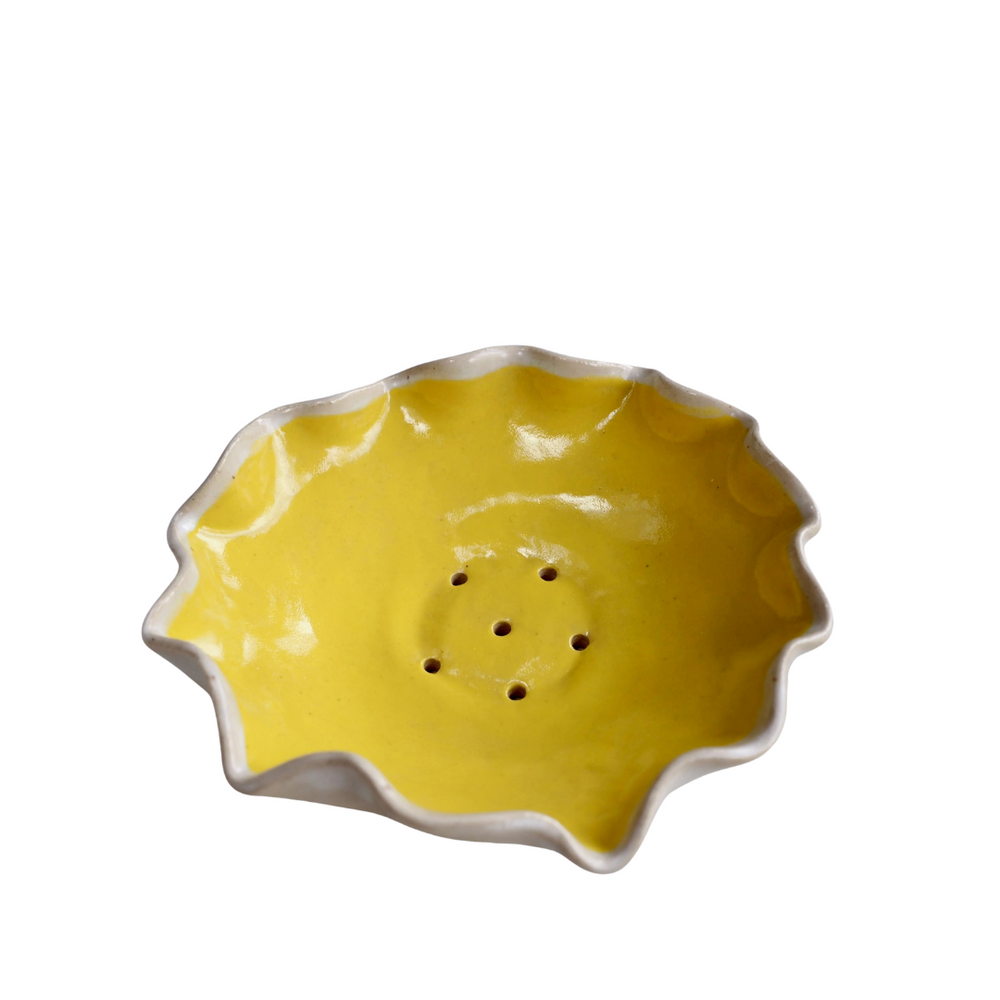 Yellow Handmade Curvy Ceramic Soap Dish