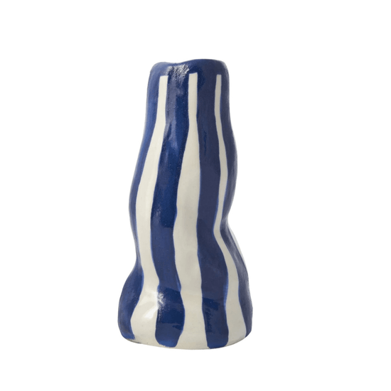 Navy Candy Stripe Vase