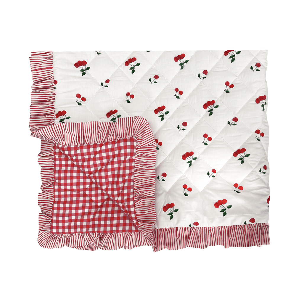 Cherry Ruffle Quilt & Pillow