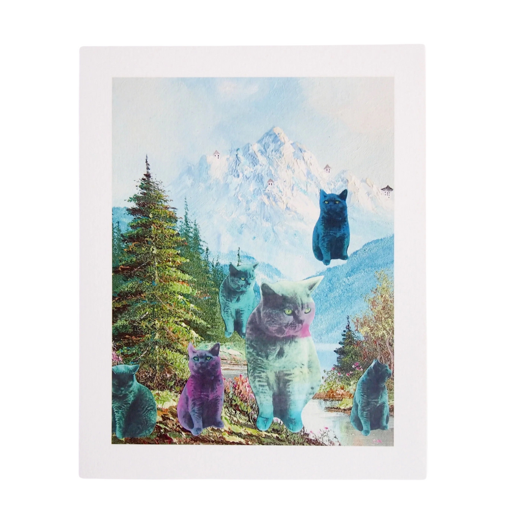 Pastel Cats In The Mountains Giclee Print