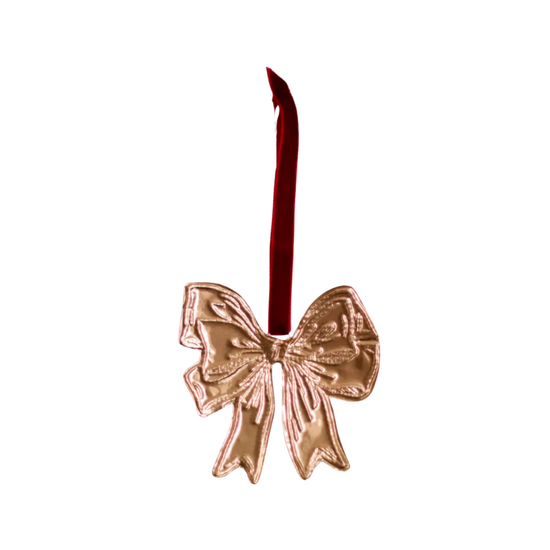 Gold Embossed Bow Ornament