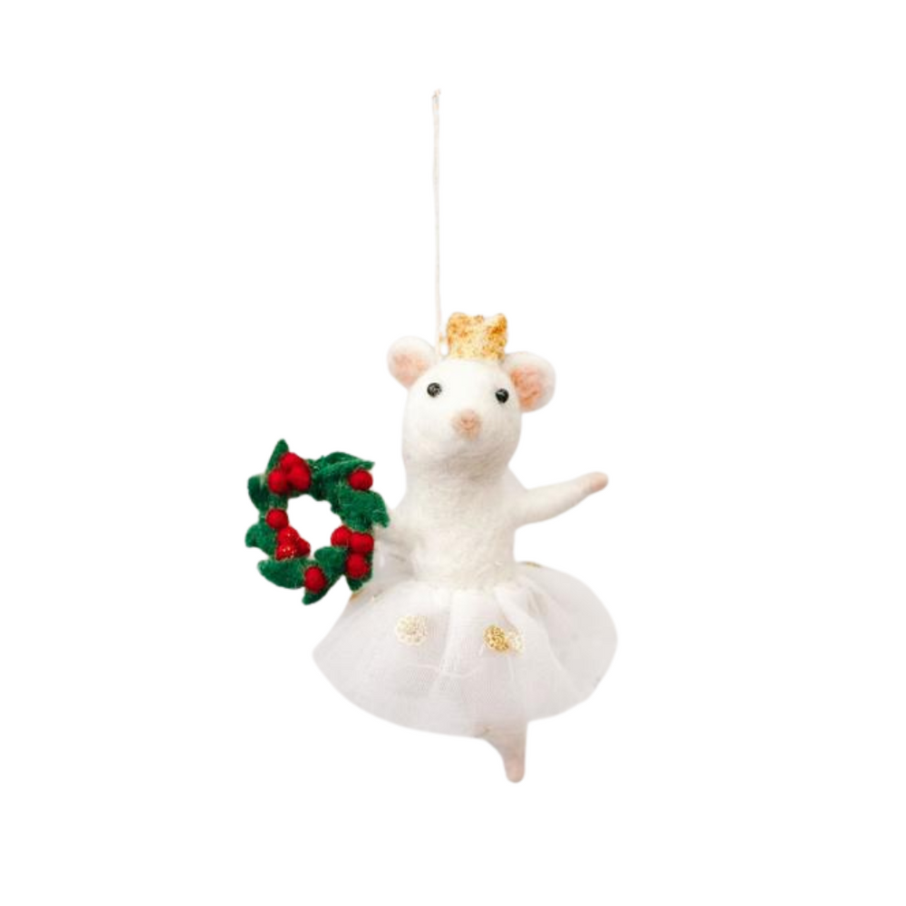 Ballerina Mouse Felt Holiday Ornament