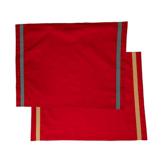 Red Colour Block Handmade Placemats Set of Two