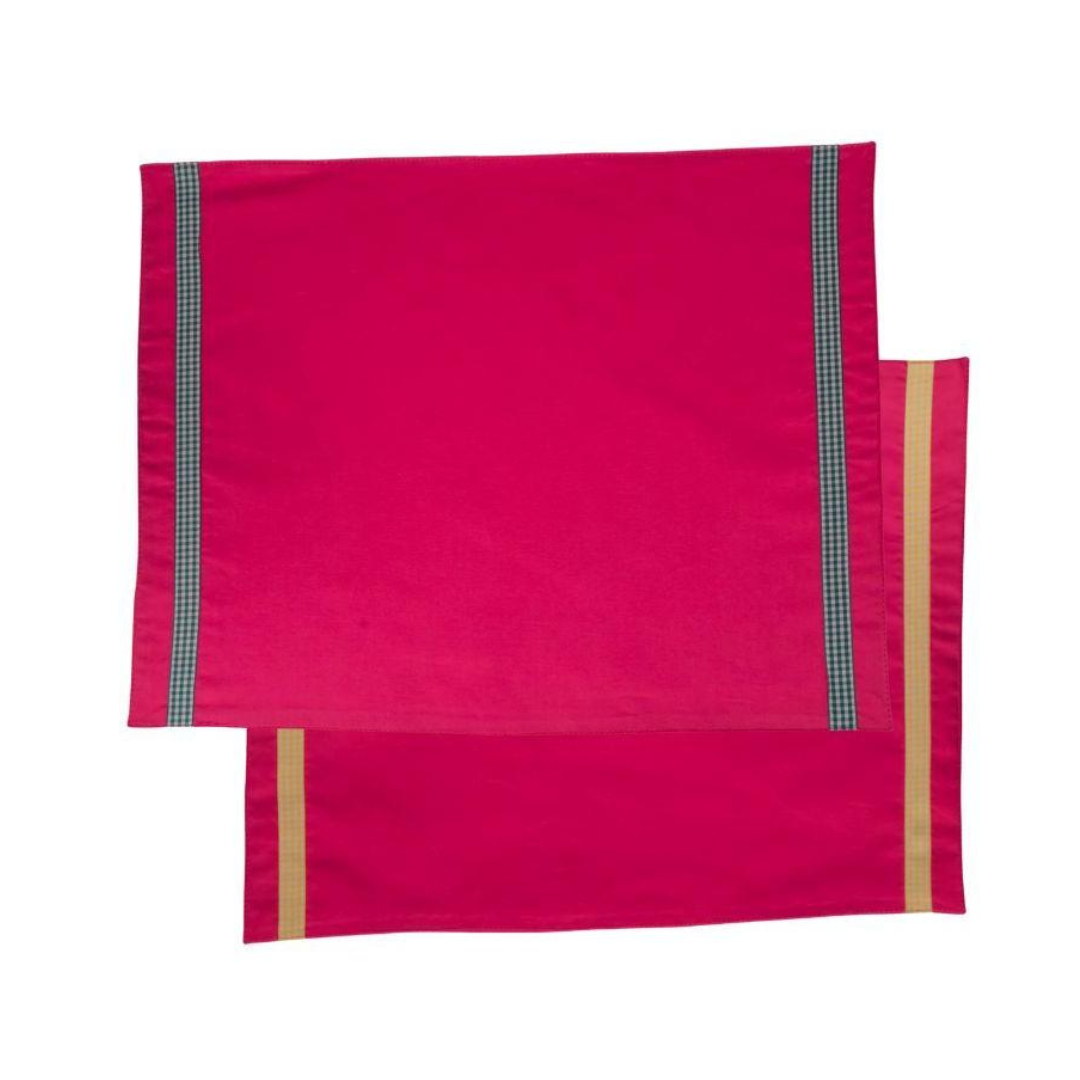 Pink Colour Block Handmade Placemats Set of Two