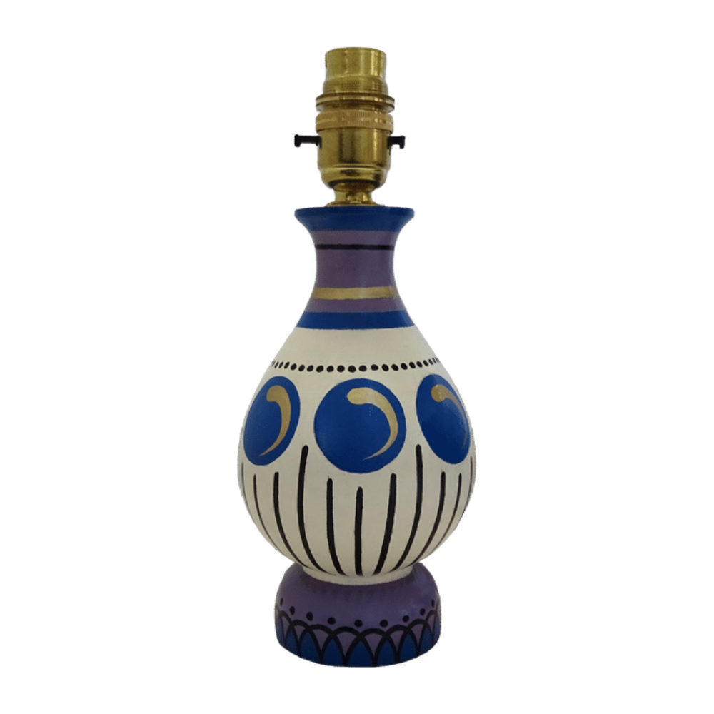 Circles & Stripes Vase Lamp - Mauve Blue Gold