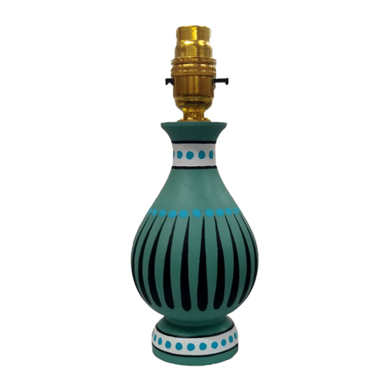 Stripey Vase Lamp - Green