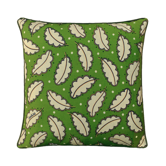 Oak Leaf Cushion Cover with Piping - Olive Green