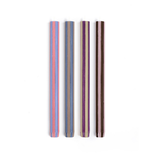 Stripe Dinner Candles - Mixed Set: Colours Contrast 1