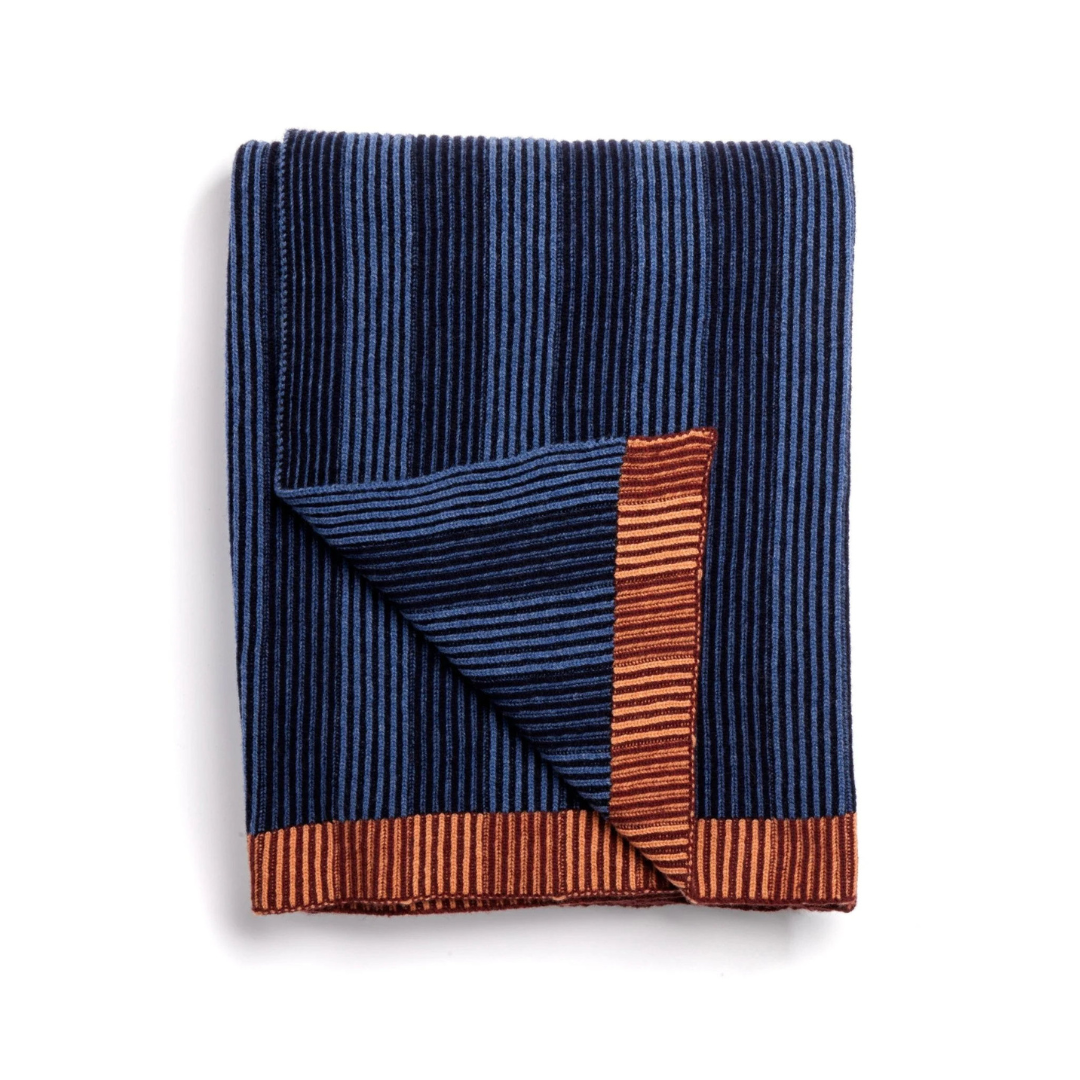 Stripe Out Lambswool Blanket - Dusk