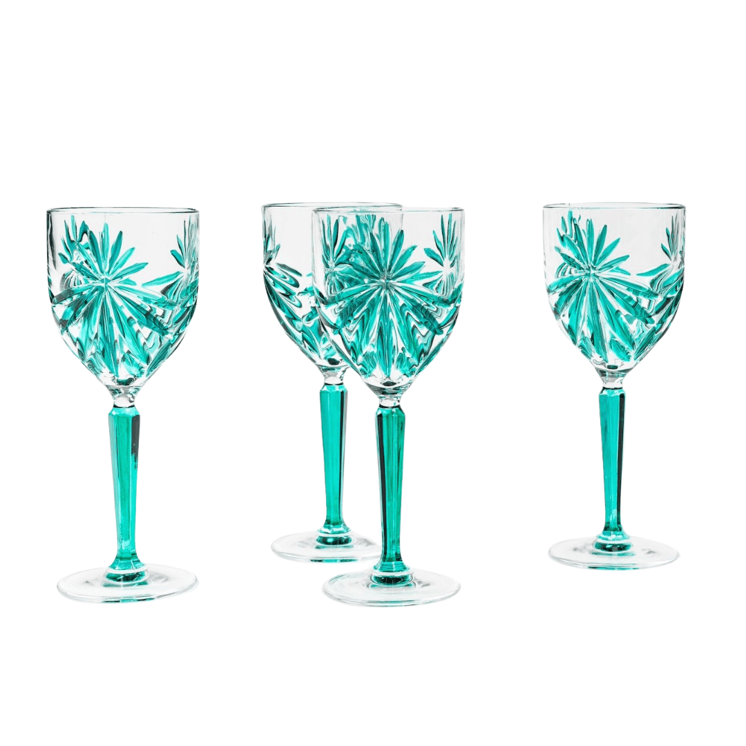 The Stars Hand-Painted Crystal Glasses - Set of 4 Goblets