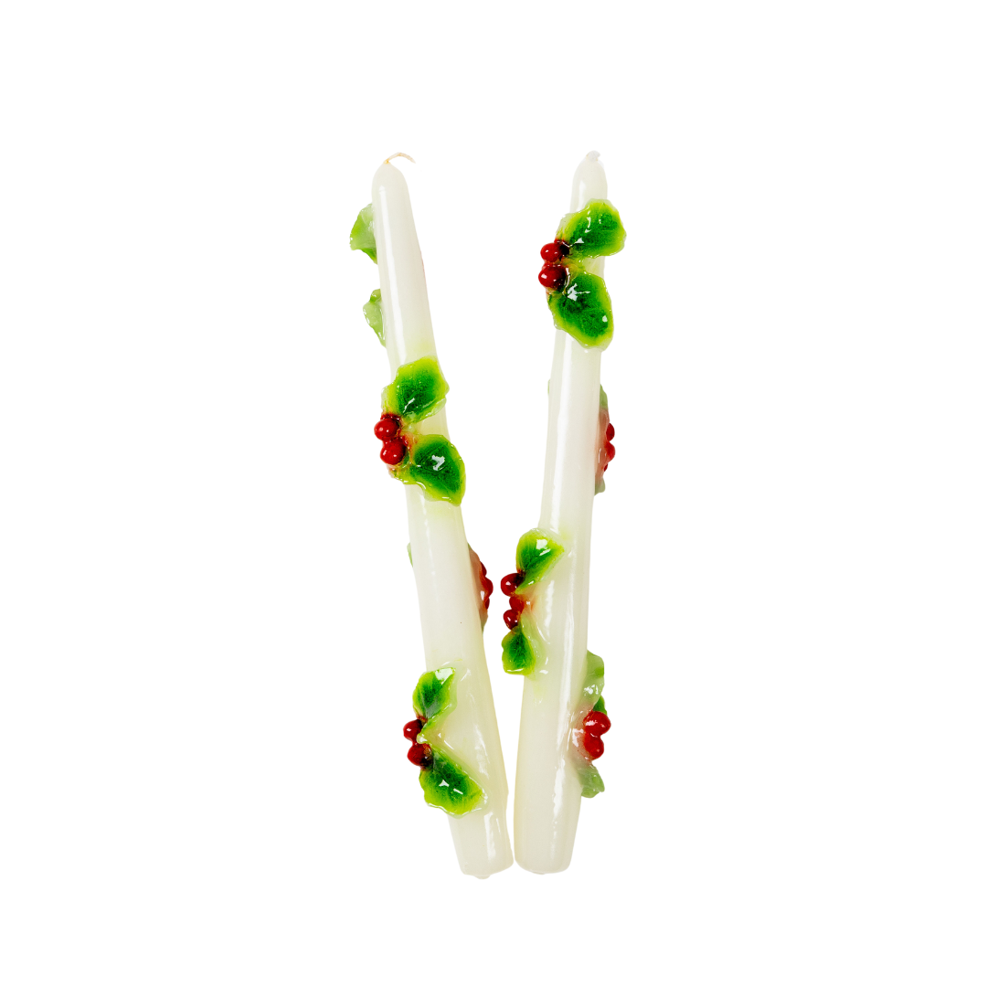 Christmas Hand-Painted Candlesticks - Set of 2