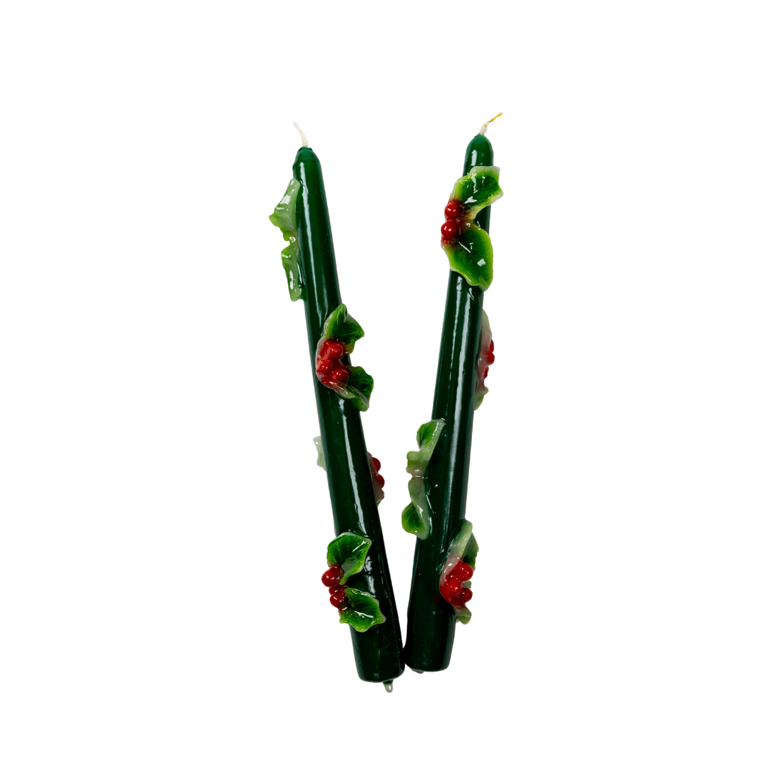 Christmas Hand-Painted Candlesticks - Set of 2