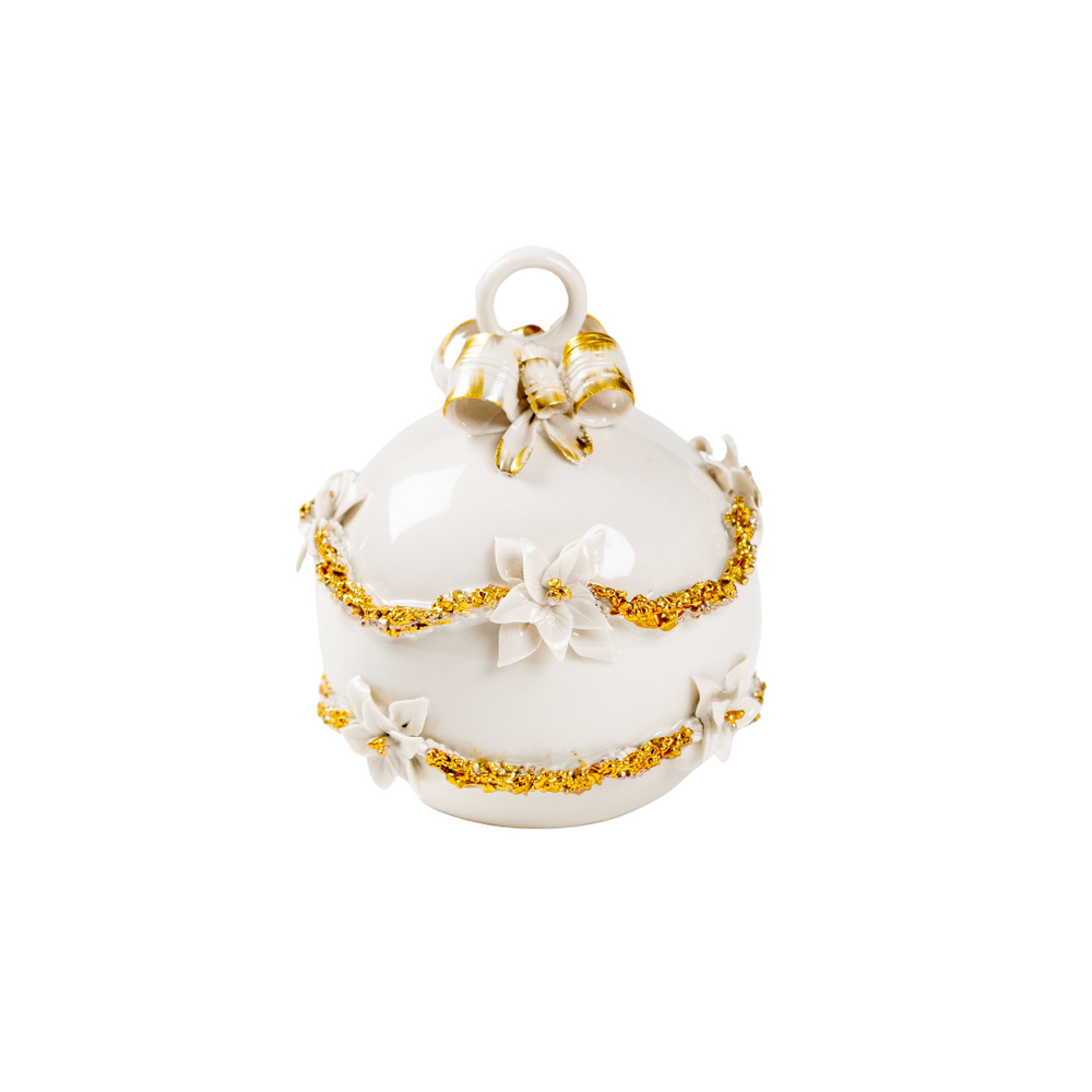 Hand-Painted Porcelain Christmas Bauble - Gold