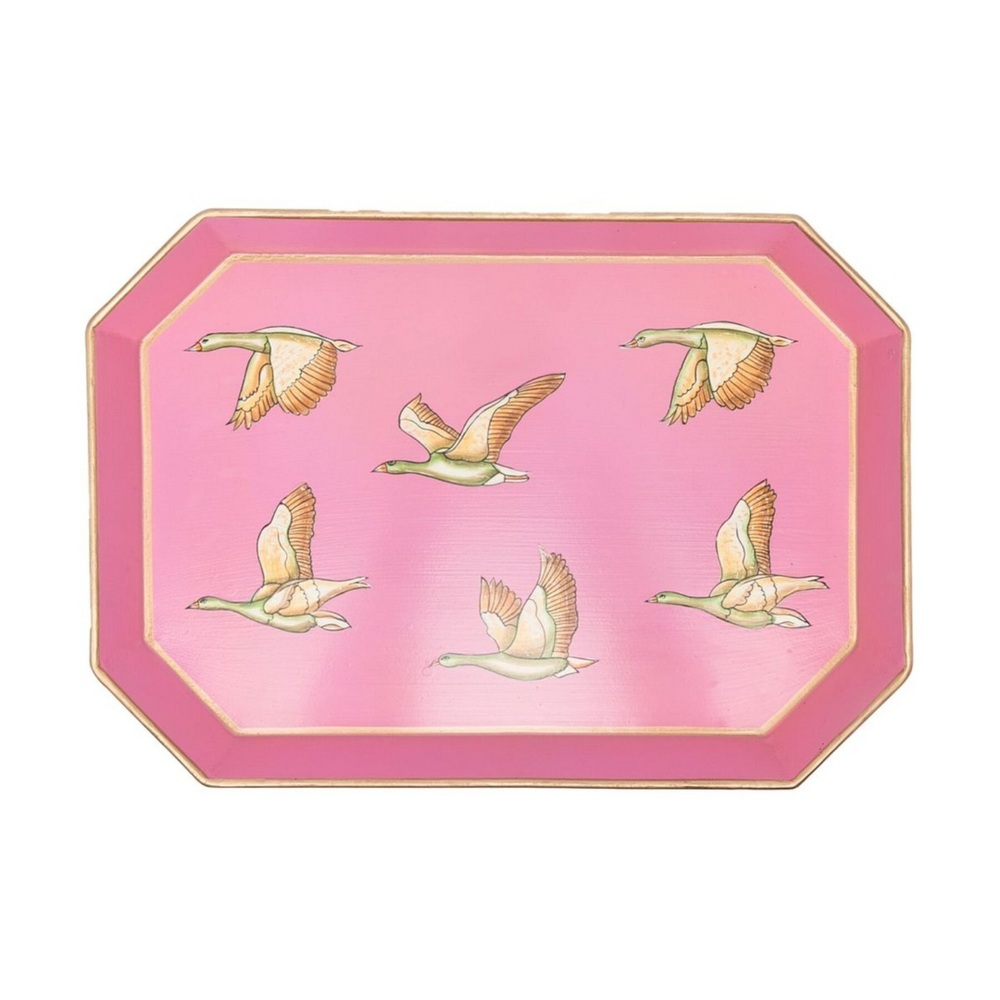 Fauna Hand-Painted Iron Tray - Geese