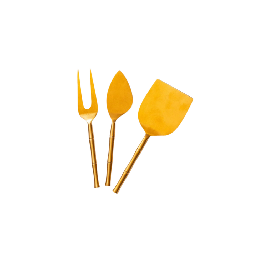 Gold Bamboo Cheese Serving Set