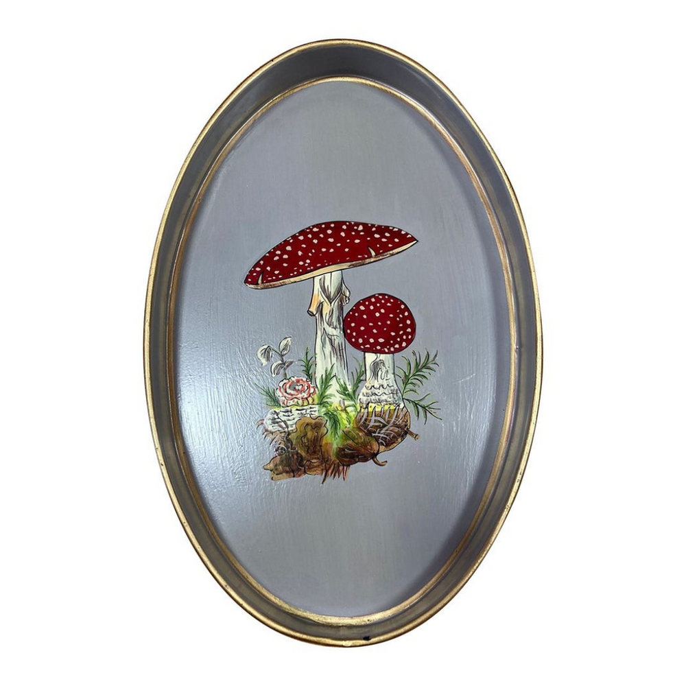 Flora Hand-Painted Iron Tray - Mushroom