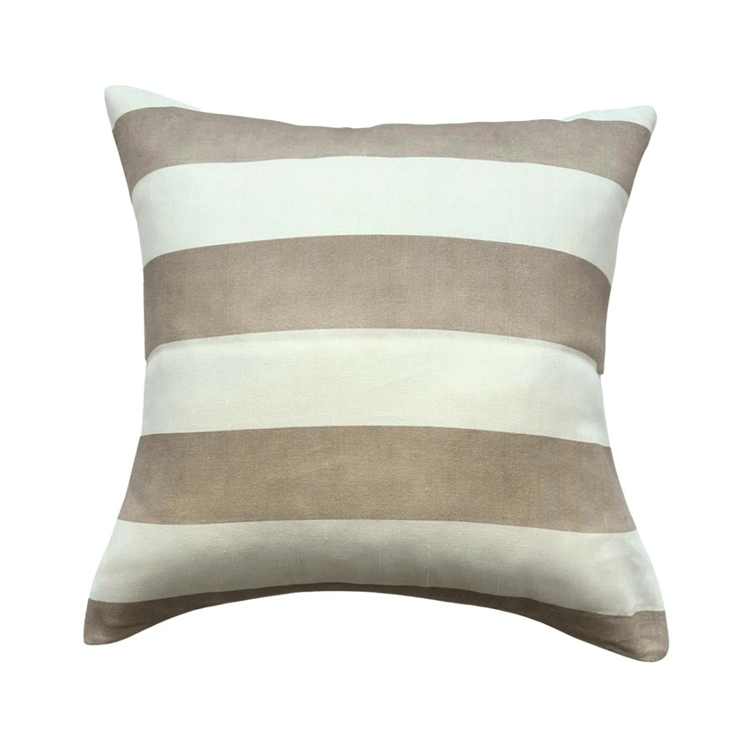 Riviera Striped Linen Cushion - Mocha