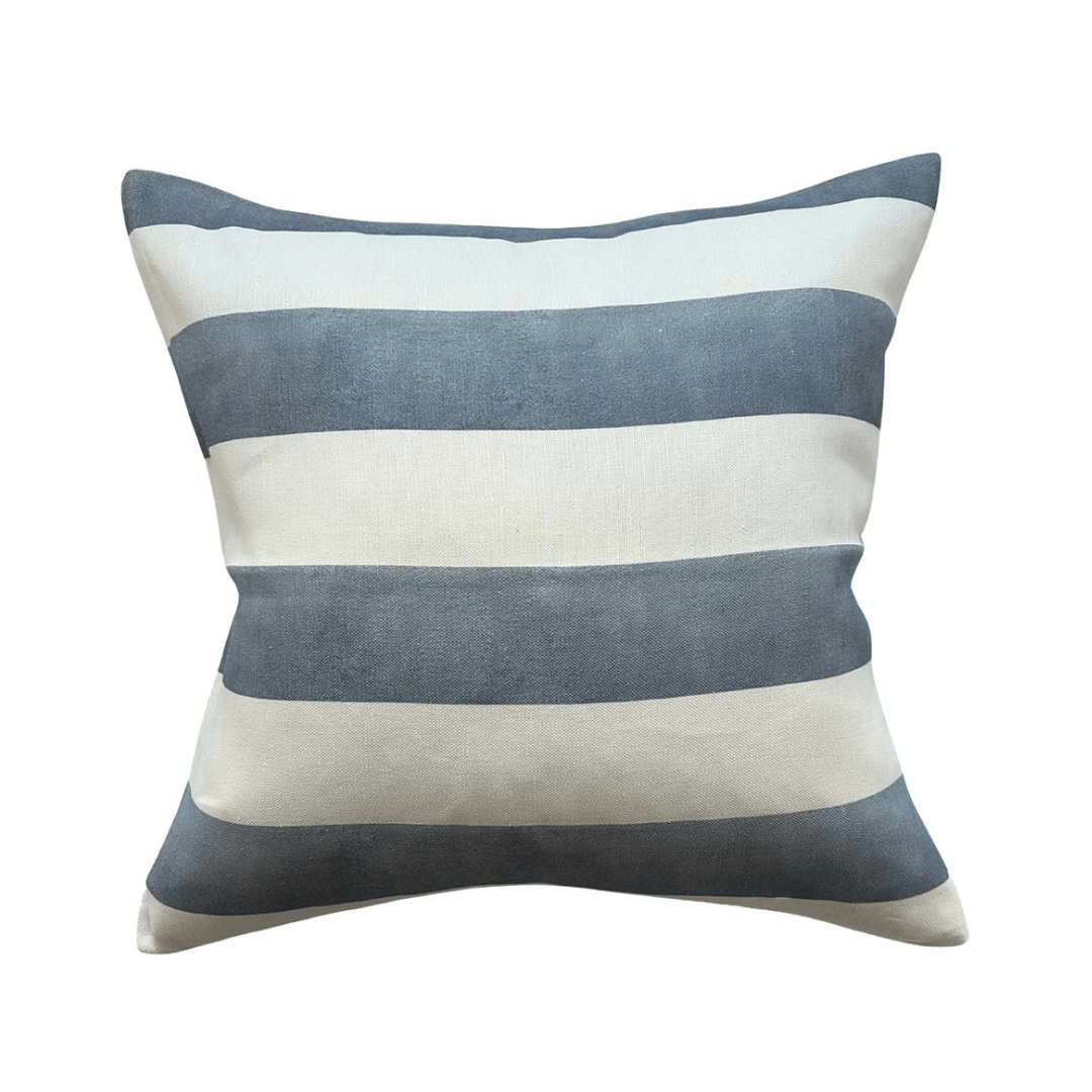 Riviera Striped Linen Cushion - Blue