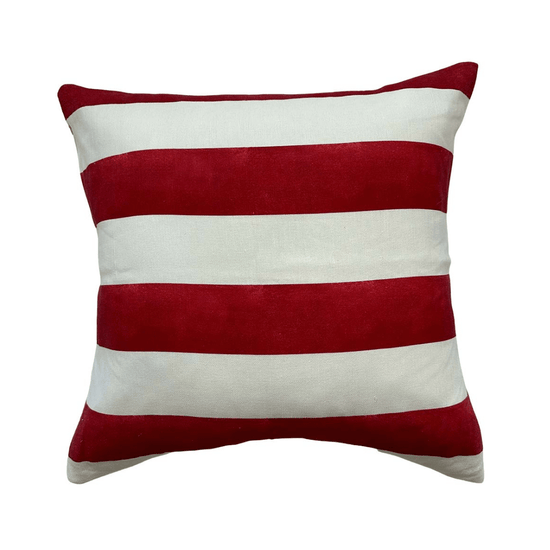 Riviera Striped Linen Cushion - Red