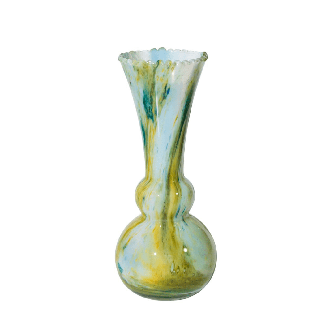 Vintage Speckled Green Art Glass Vase