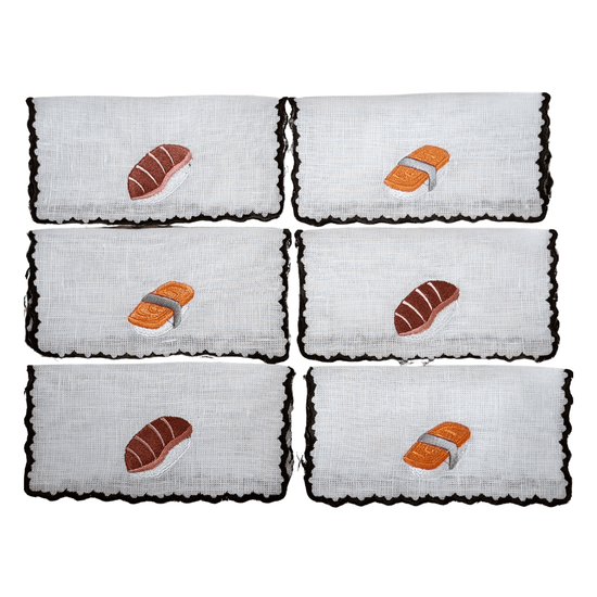 JAPAN - Sushi Embroidery Cocktail Napkin Set (set of 6)