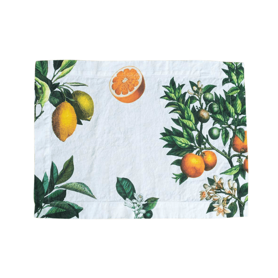 Linen Placemats CITRUSES Set of 2 White