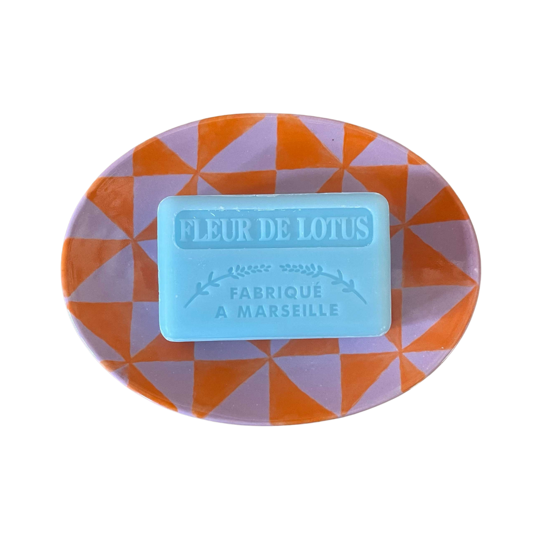 Diamond Soap Dish, Orange & Lilac