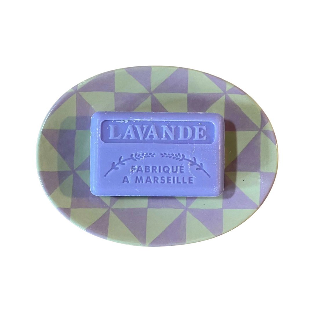 Diamond Soap Dish, Lilac and Green