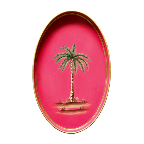 Flora Hand-Painted Iron Tray - Palm Tree