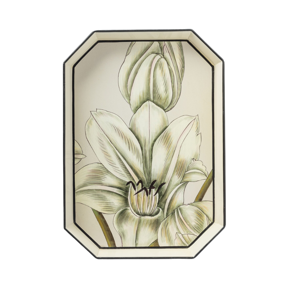 Flora Hand-Painted Iron Tray - Orchids