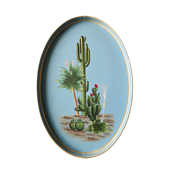 Flora Hand-Painted Iron Tray - Cactus