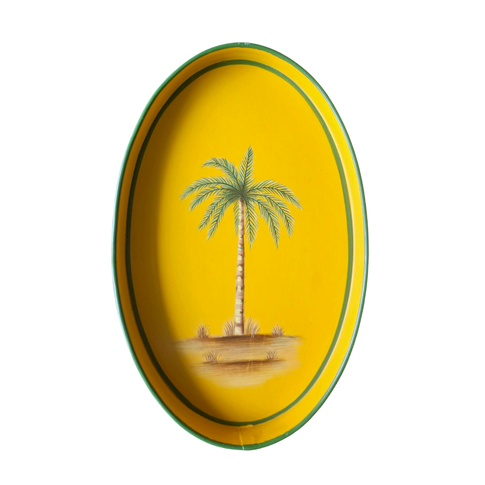 Flora Hand-Painted Iron Tray - Palm Tree