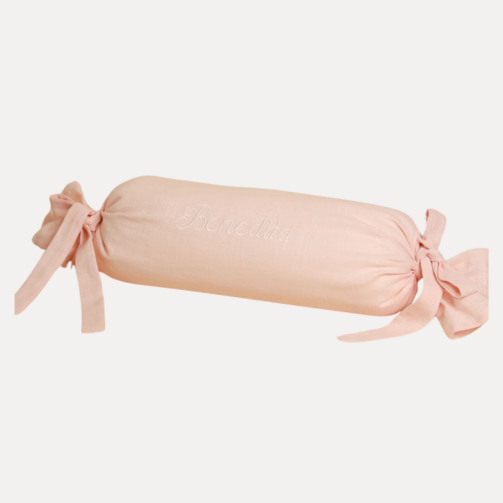 Personalised Baby Pink Bolster Pillow