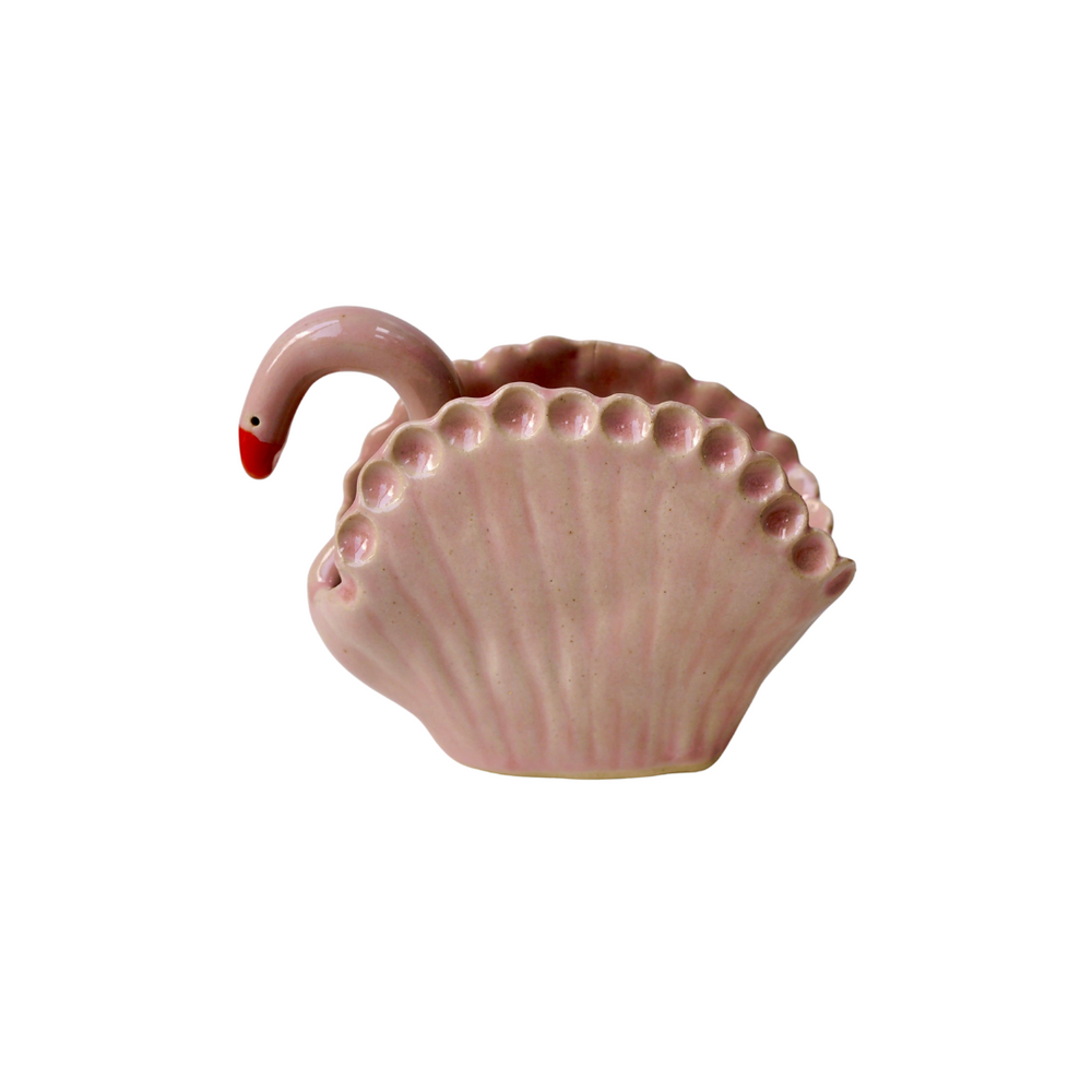 Handmade Pink Ceramic Swan Vase