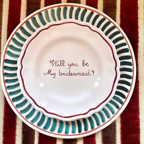 Ceramic "Will You Be My Bridesmaid" Scalloped Plate