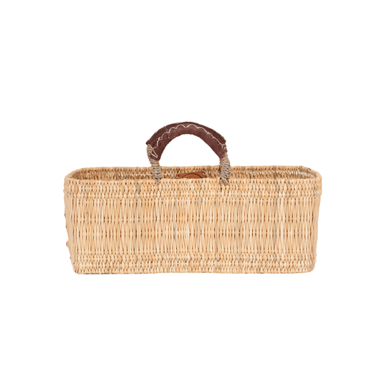 Reed Basket with Leather