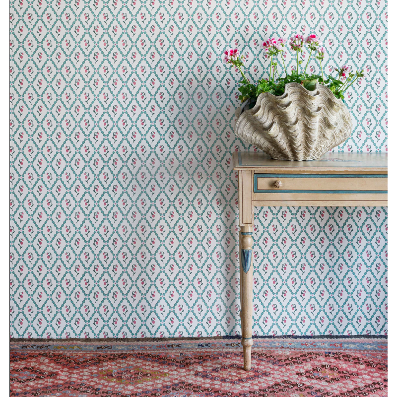 Wild Strawberry Trellis Wallpaper