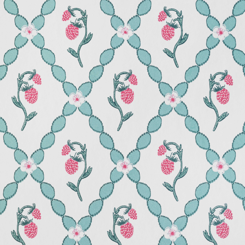 Wild Strawberry Trellis Wallpaper