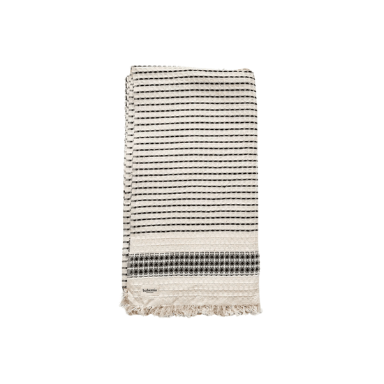 Milos Check Hammam Towel - Charcoal